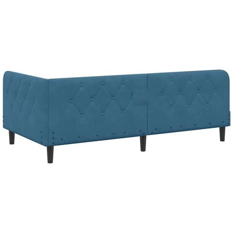 Cornice del letto ad angolo Blu 90 x 200 cm Velluto - Foto 9