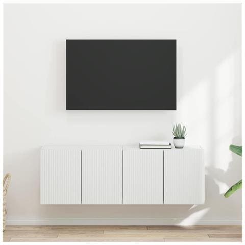 Mobile TV da parete 2 pcs Bianco 59,5 x 31 x 40 cm - Foto 2