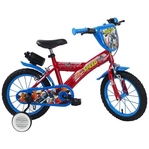 Sch Speed 14'' - Bicicletta Per Bambine (4-6 Anni), Ruote 14'', Telaio Acciao, Con Accessori - Colore Rosso - Foto 1