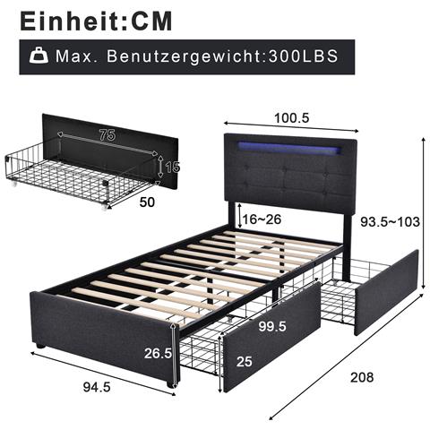 Letto Singolo Con Led Telecomandato A Colori, Design Elegante E Comfort Superiore - Foto 2