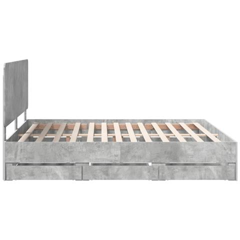 Struttura del letto con cassetto Grigio cemento 180 x 200 cm - Foto 9