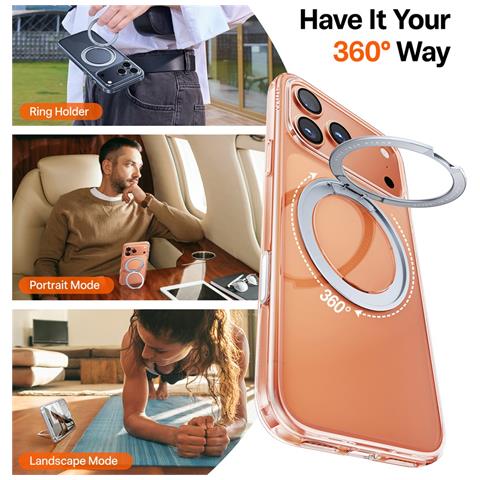 Cover per iPhone 17 Pro Max - TPU+PC, Trasparente, Con Soporte - Foto 2