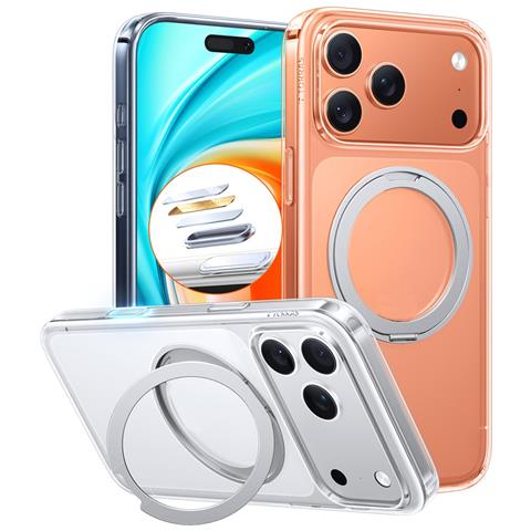 Cover per iPhone 17 Pro Max - TPU+PC, Trasparente, Con Soporte - Foto 1