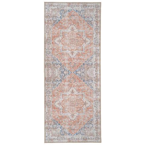 Passatoia Havana Arancio E Blu In Chenille 100% Poliestere 80x200 Cm - Foto 1