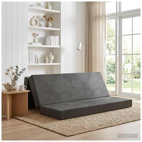 Divano Letto Pieghevole 180 x 67 x 45 cm Grigio Scuro - Foto 2