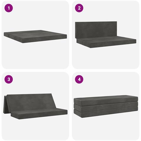 Divano Letto Pieghevole 180 x 67 x 45 cm Grigio Scuro - Foto 9