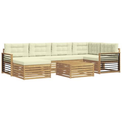 Set di divani da esterno con cuscino 7 pcs Bianco e Crema - Foto 1