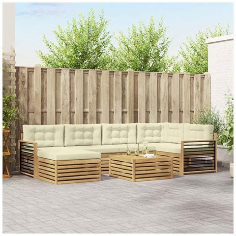 Set di divani da esterno con cuscino 7 pcs Bianco e Crema - Foto 2