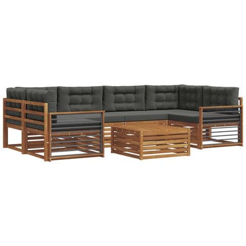Set di divani da esterno con cuscino 7 pcs Naturale e Antracite - Foto 1