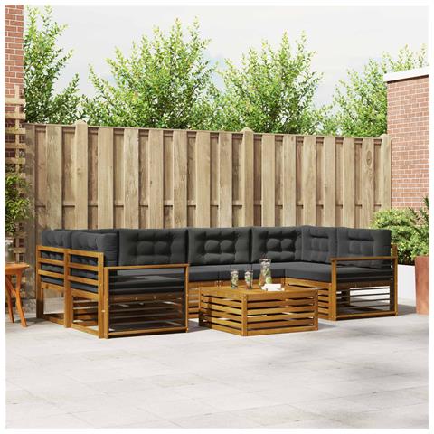 Set di divani da esterno con cuscino 7 pcs Naturale e Antracite - Foto 2