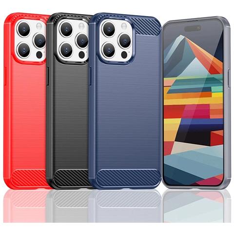 Custodia In Carbonio Flessibile Per Iphone 15 Pro - Blu - Foto 2