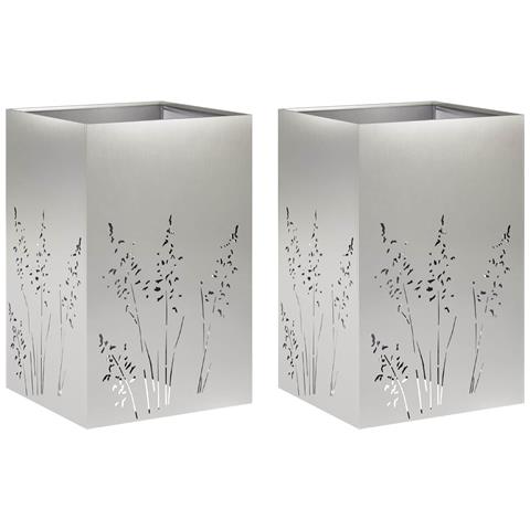 Vaso da giardino 2 pz Argento 50 x 50 x 75 cm Acciaio Inox - Foto 1