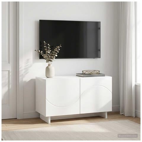 Supporto TV 60 x 34.5 x 40 cm Bianco Lucido - Foto 2