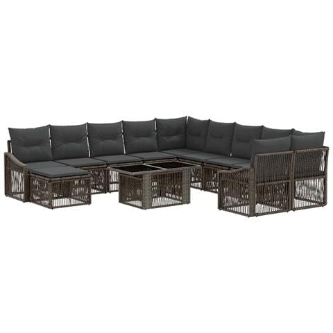 Set Divano da Giardino 12 pz Grigio e Grigio Scuro polyrattan - Foto 1