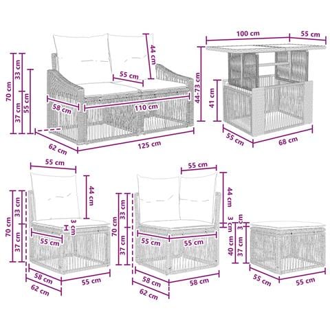 Set Divano da Giardino 12 pz Grigio e Grigio Scuro polyrattan - Foto 10