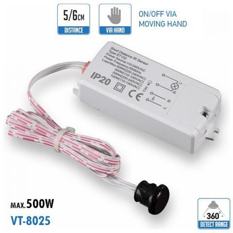 Sensore Di Movimento A Infrarossi A Raggio Corto Ip20 500w Interno Vt-8025 5084 - Foto 1