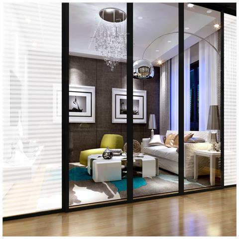 Pellicola Finestra Sabbiata Adesiva a Righe 0,9x20 m - Foto 2