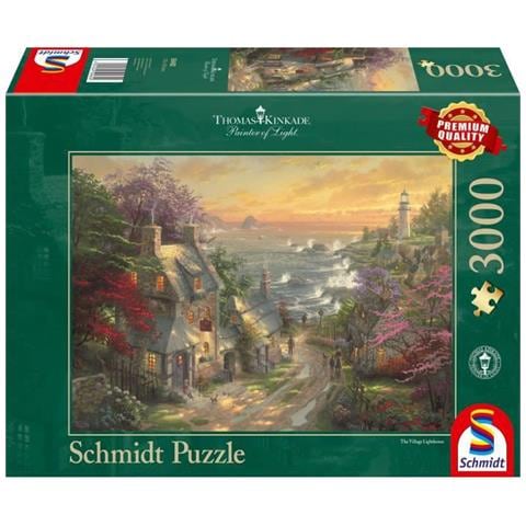 SMT59482 Puzzle da 3000 Pezzi - Thomas Kinkade: Villaggio ai Piedi del Faro - Foto 1