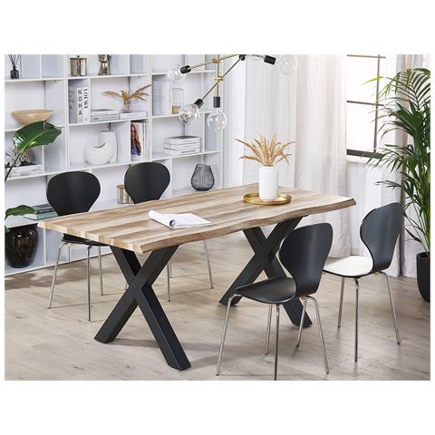 Tavolo Da Pranzo Estendibile 140/180 X 90 Cm Legno Chiaro E Nero Bronson - Foto 10