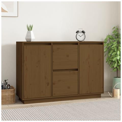 Credenza Marrone Miele 111x34x75 Cm In Legno Massello Di Pino - Foto 9