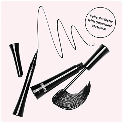 Superhero Liner - Penna Eyeliner Liquido Nero - Formula Waterproof 24 Ore Wonat Budge O Smudge - Con Peptidi, Collagene, Biotina, Cheratina E Argilla Caolino - 0018 Fl Oz - Foto 6