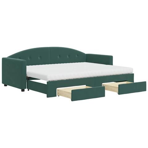 Divano Letto Estraibile Cassetti Verde Scuro 80x200cm Velluto - Foto 1