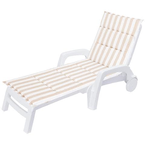Cuscino Per Lettino Da Giardino, Facile Da Montare, Fodera Per Cuscino Per Lettino Da Giardino, Cuscino Per Sedia A Sdraio - Lunghezza 185 Cm, Larghezza 65 Cm - Rigato Ecrù - Foto 1