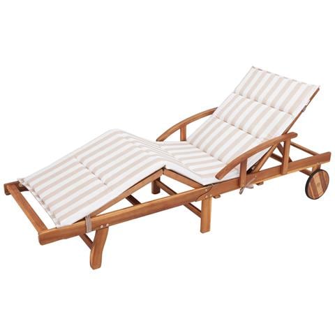 Cuscino Per Lettino Da Giardino, Facile Da Montare, Fodera Per Cuscino Per Lettino Da Giardino, Cuscino Per Sedia A Sdraio - Lunghezza 185 Cm, Larghezza 65 Cm - Rigato Ecrù - Foto 2