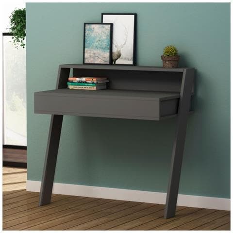 Scrivania Da Parete Cowork Antracite Con Cassetto 94 Cm. - Foto 1