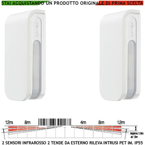 Infrarosso 4 Pir Due Sensori Di Movimento Doppia Tenda Da Esterno Portata 12+12 Mt Lineari Regolabile Via Filo Relè Al - Foto 1