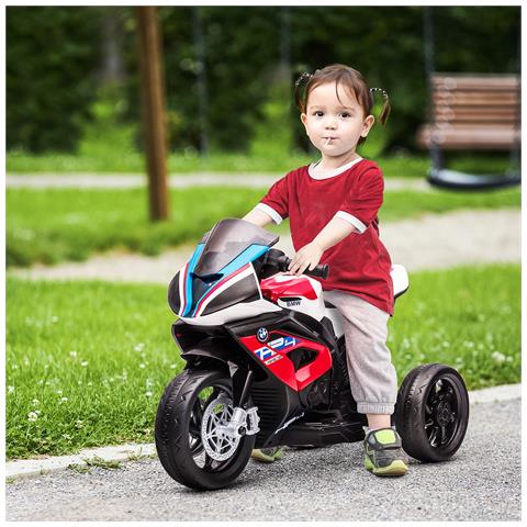Moto Per Bambini 18-60 Mesi Modello Bmw Hp4 Con Fari, Musica E Pedali, In Pp E Metallo, 82.5x42x54 Cm, Rosso - Foto 2