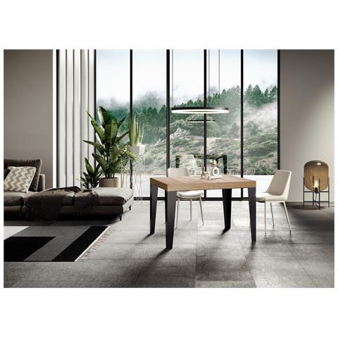 Tavolo Allungabile 90x130/234 Cm Flame Premium Quercia Natura Telaio Antracite - Foto 4