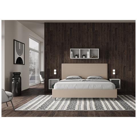 Letto Contenitore Imbottito 180x190 Similpelle Tortora Focus - Foto 2