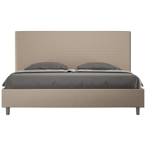 Letto Contenitore Imbottito 180x190 Similpelle Tortora Focus - Foto 1