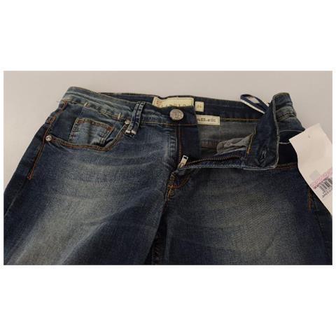 Jeans Pantaloni Da Donna Denim Skinny Vita Bassa Cotone Lavato Blu... - Foto 4