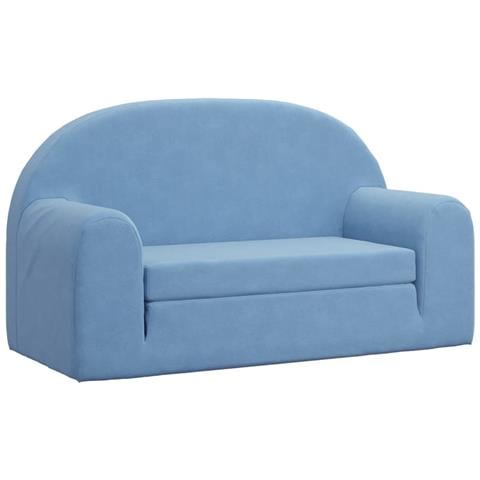 Divano Letto per Bambini a 2 Posti Blu in Morbido Peluche - Foto 1