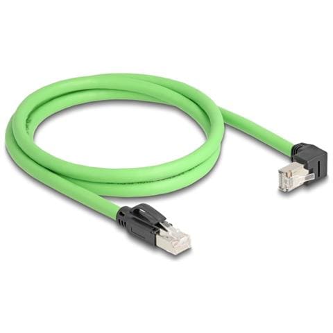 Cavo di rete RJ45 Cat. 6A maschio per maschio angolato verso il basso SF /UTP adatto per catene portacavi PUR (TPU) 1 m verde - Foto 2