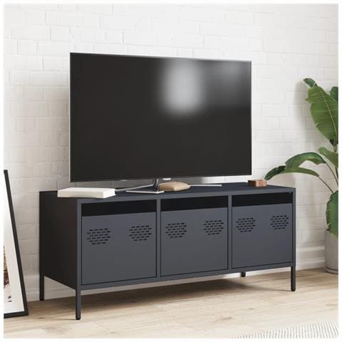 Mobile Tv Antracite 101,5x39x43,5 Cm Acciaio Laminato A Freddo - Foto 3