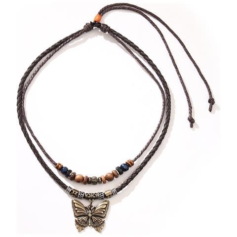 Collana Boho Con Farfalla E Ciondolo A Moneta Vintage - Foto 1