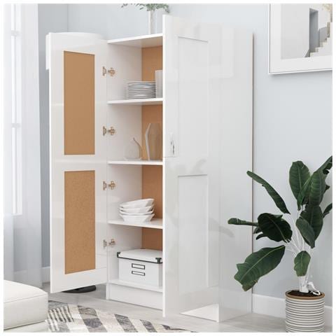 Lusso Casadino - Libreria Bianco Lucido 82,5x30,5x150 Cm In Legno Multistrato - Foto 2