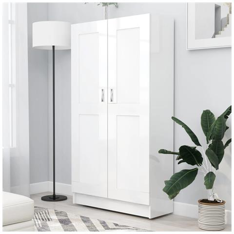 Lusso Casadino - Libreria Bianco Lucido 82,5x30,5x150 Cm In Legno Multistrato - Foto 8