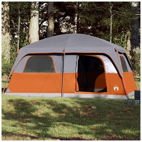 Tenda Familiare Cabina 10 Persone Grigia Arancione Impermeabile - Foto 2