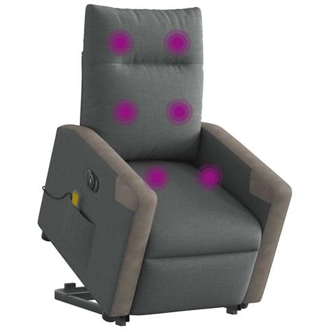 Poltrona Alzapersona Massaggi Elettrica Grigio Scuro Tessuto - Foto 2