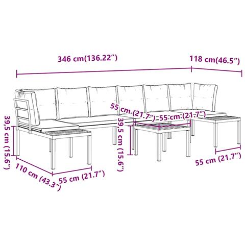 Divani Giardino con Cuscini 5pz Neri Acciaio Verniciato Polvere - Foto 9