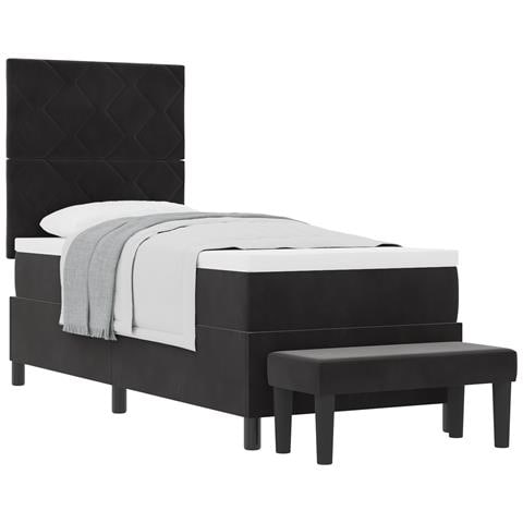 Letto con Box Spring con Materasso e Panca Nero 80x200 cm Velluto - Foto 1