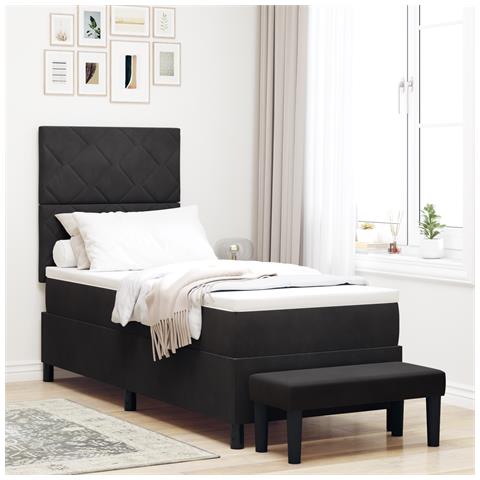 Letto con Box Spring con Materasso e Panca Nero 80x200 cm Velluto - Foto 2