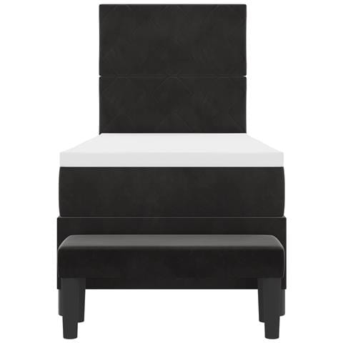 Letto con Box Spring con Materasso e Panca Nero 80x200 cm Velluto - Foto 9