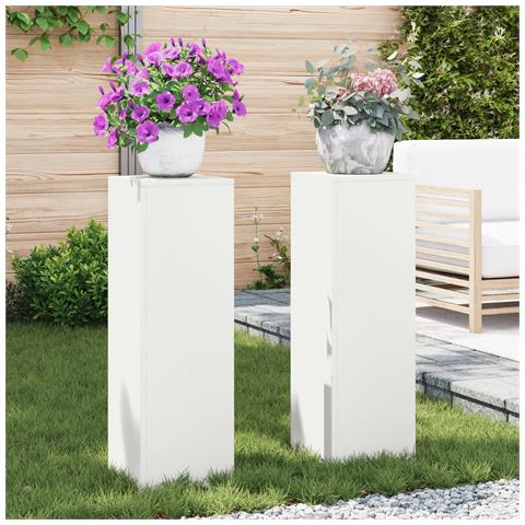 Supporti Piante da Esterno Pillar 2 pcs Bianco 24x24x75 cm Acciaio - Foto 2