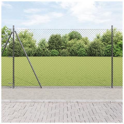 Recinzione in Rete Metallica con 7 Pali Flangiati 1.4x10 m Acciaio Galvanizzato - Foto 2
