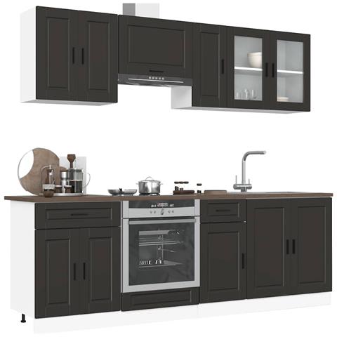 Set Mobili da Cucina 8 pz Kalmar Neri Legno Multistrato - Foto 2